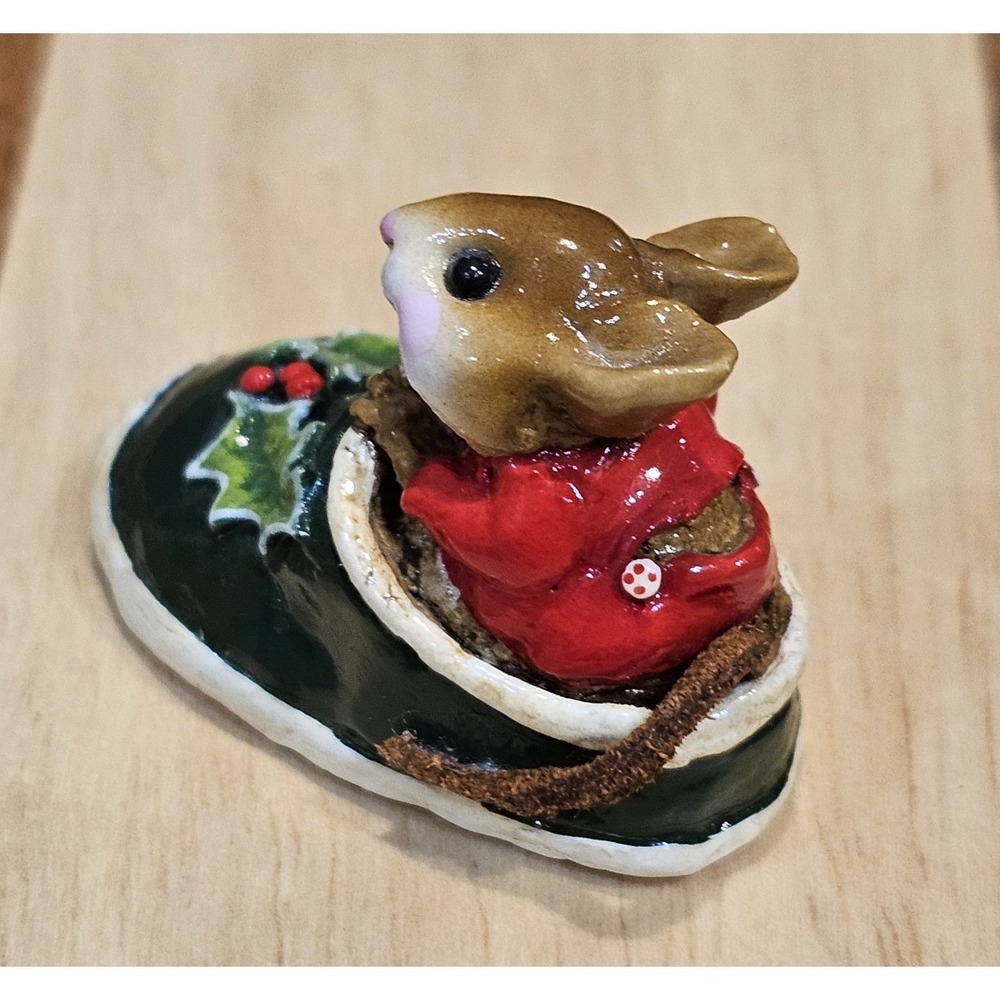 Wee Forest Folk M-166 Chris-Mouse Slipper Retired Signed AP, No WFF Box 1990 - Picture 3 of 10